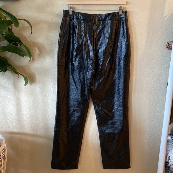 White fox shiny black faux leather pants - Picture 8 of 10